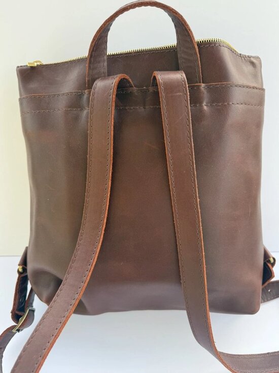 Portland Leather Goods backpack in rich cognac full grain leather